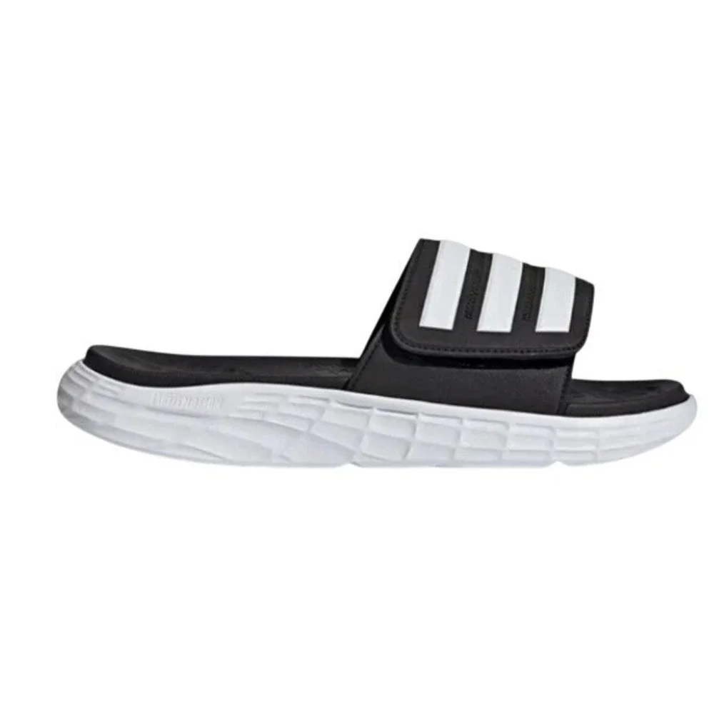 Adidas Duramo SL Slide Sandals Black White Mens Size 7 NEW NIB Athletic FY8786